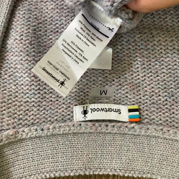 Smartwool Cozy Lodge Boyfriend Cardigan in Purple Eclipse Heather - Picture 4 of 5